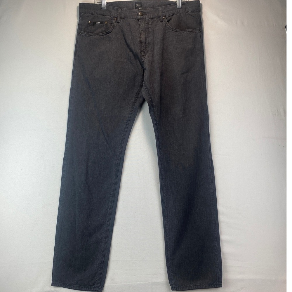 BOSS Hugo Boss Regular Fit Mens 36x33 Charcoal Grey Cotton Flannel Pants 5-Pkt